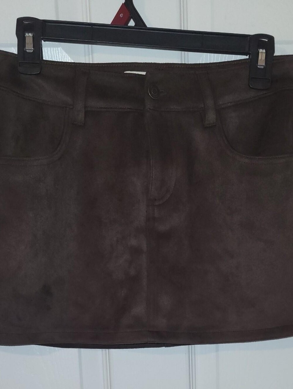 Hollister Dark Brown Suede LOW-RISE Mini Skirt